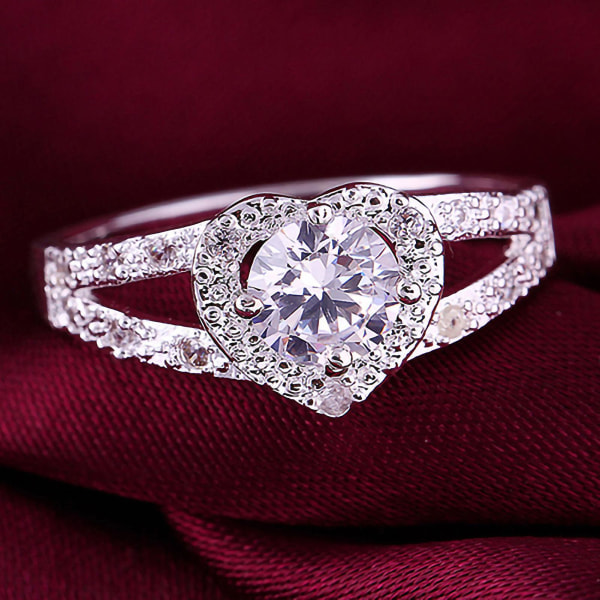 Ring Rhinestone indlagt kreative smykker hjerteform forlovelsesgave til kvinder