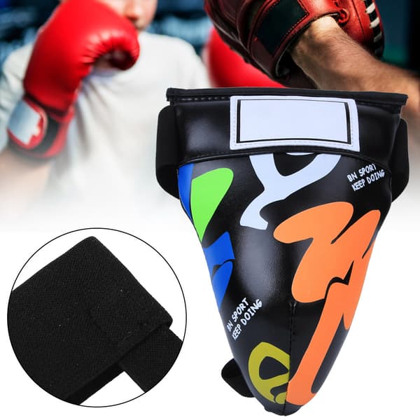 BN FIGHT Graffiti Barn Jockstrap Skyddsutrustning för Boxning Sanda Taekwondo Träning Svart