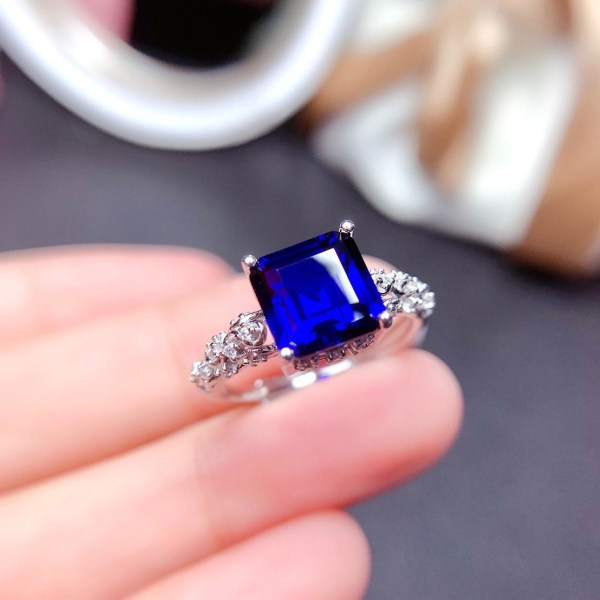 Kvinnor Ring Geometrisk Faux Moissanite Smycken Mode Utseende Öppningsring för bröllop Red