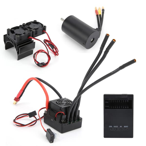 3660 3800KV Børsteløs Motor 80A ESC Programmeringskort Køleventilator til 1/8 RC Bil