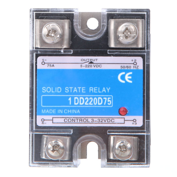 Solid State Relæ DC SSR Input 3-32VDC Load 5-220VDC Kontrol Relæ 75A