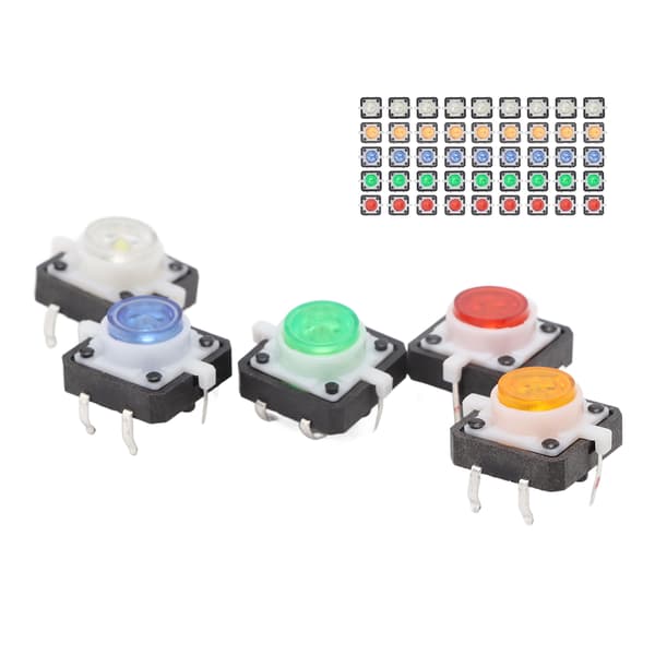 50 st Mini Momentan Tryckknapp Röd Gul Blå Grön Vit LED Taktil DC 12V