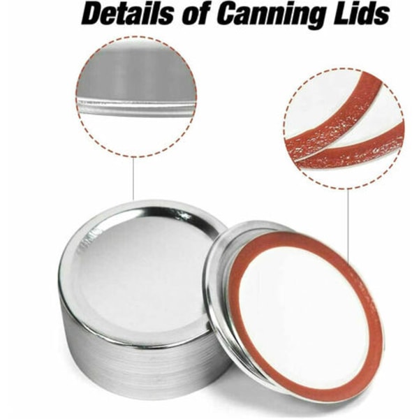 100 ST Konserveringslock Vanligt mun innerlock 70 mm Metallläckagesäkert Mason Jar Lock med läcksäker, modell: Silver 100st
