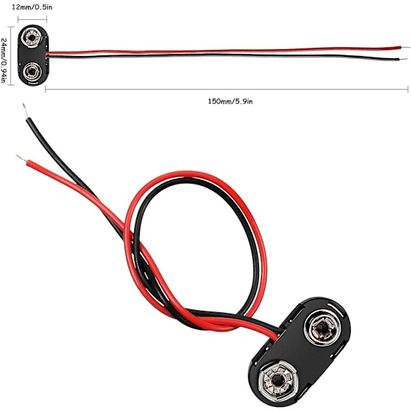 9V batterihållare, hård plastskal