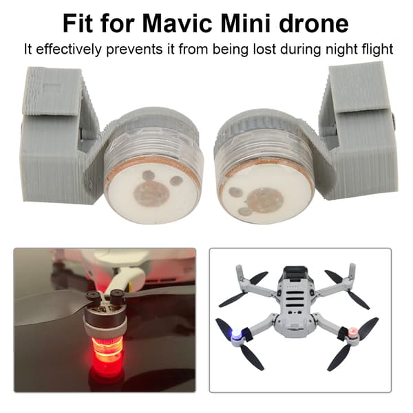 2 stk. Natflyvning LED Signallampe Advarselslys Passer til Mavic Mini RC Drone Grå