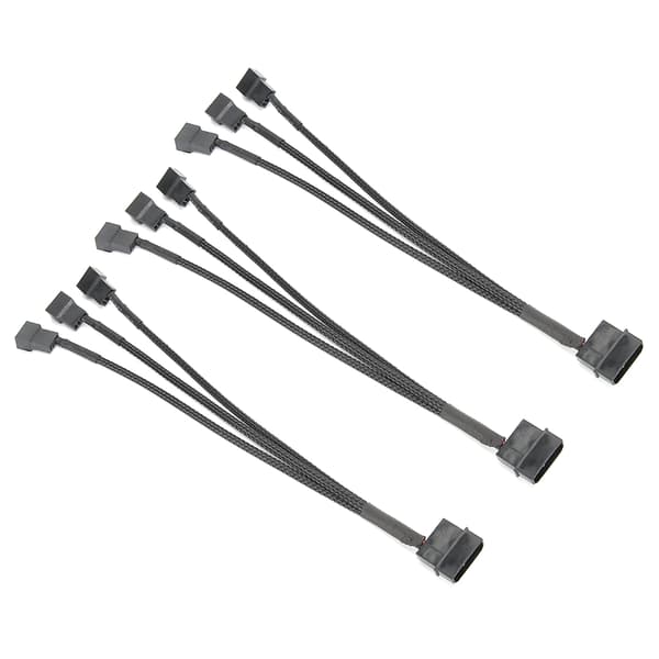 3-Port Kjøler Vifte Splitter Strømadapterkabel 4-Pin til 4-Pin Kabel