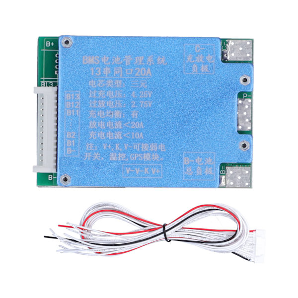 13S 48V 20A lithium batteri opladerkort BMS lithium batteri beskyttelsesmodul med GP5 port