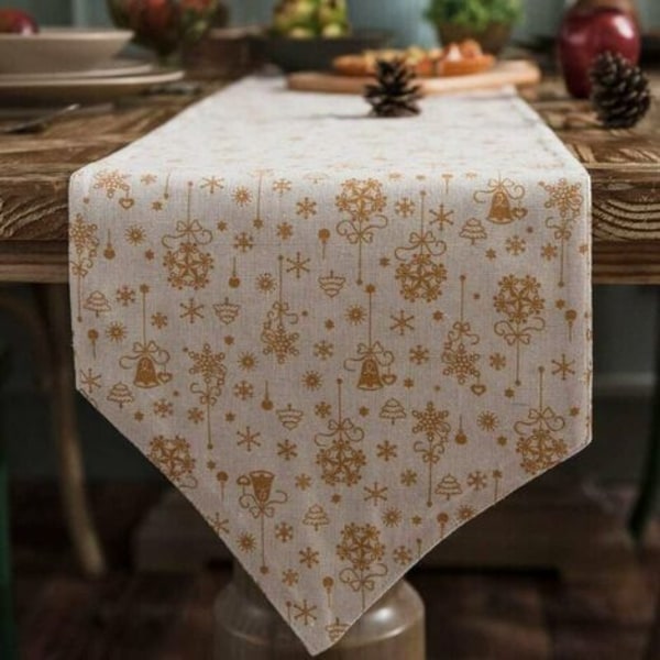 Lyxig bordslöpare, varmstämplad design för julbordsdekoration, middagar eller familjesammankomster, inomhus eller utomhus