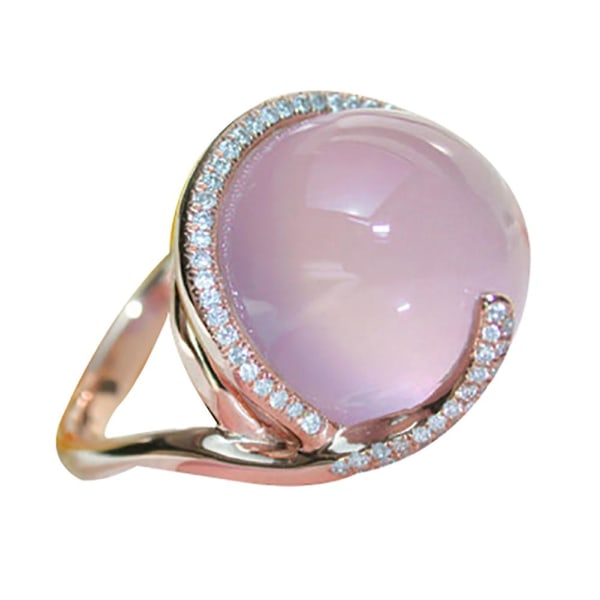 Kvinnor Faux Moonstone Rhinestone Inlagd Finger Ring Bröllopsfest Smycken Present US 6