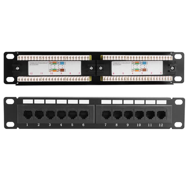 12 Portars UTP CAT6 RJ45 Ethernet Nätverks Patchpanel Utan Monteringsfäste