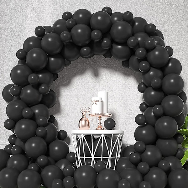 Enfärgade set festdekorationsballonger svart,