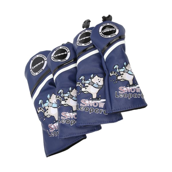 4-delars 1 3 5 UT Golf Headcovers Tecknad Snöleopard Mönster PU Läder Set