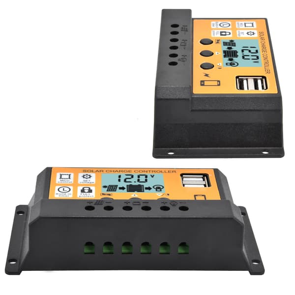 Smart Solar Panel PWM Ladekontroller Dobbel USB 12V 24V 20A 3-trinns