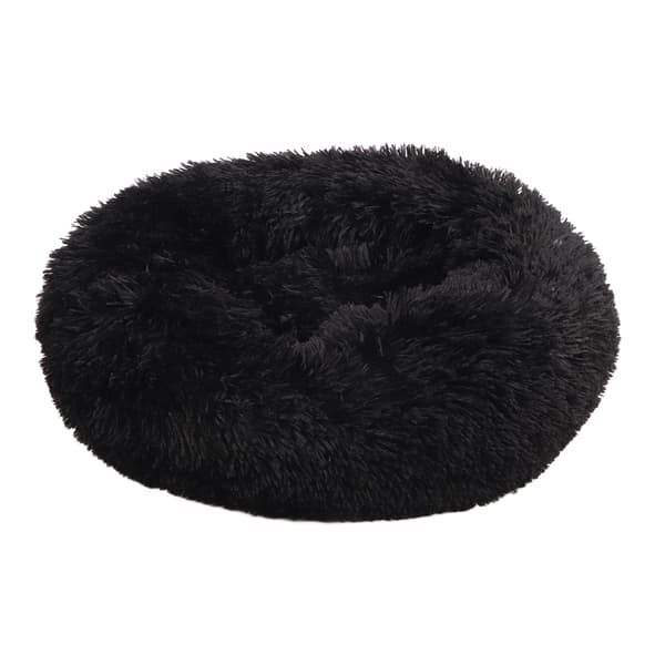 Vaskbar Blød Rund Kæledyrsseng til Katte og Hunde Sort 50cm Ydre Diameter