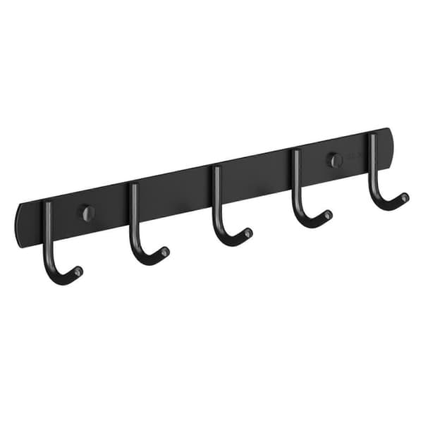 Reiätön seinäkoukku 3/4/5/6 koukulla, vakaa, ei lävistystä, ripustuskoukut kylpyhuoneeseen ja keittiöön Black 5 Hooks