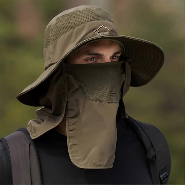 Solhat til kvinder mænd Bløde ansigtsskygger Solcremehat til strandferie Khaki