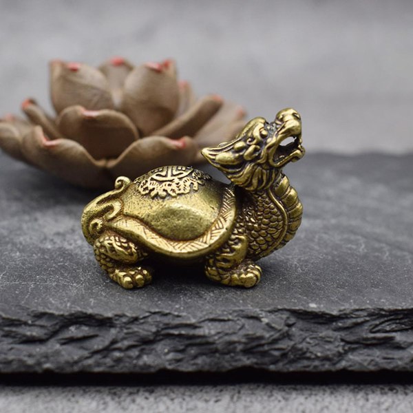 2 x kuparihahmo Retro Realistinen Tukeva Antiikki Pieni Dragon Brass Miniatyyri Toimistosisustus Pariskunta