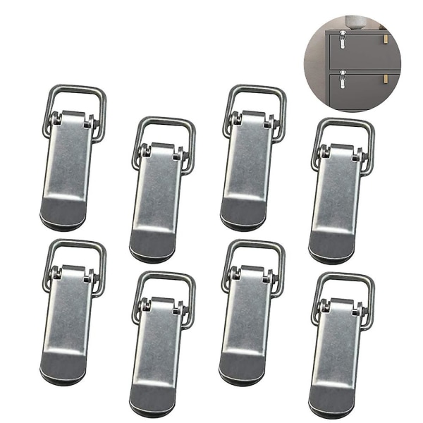 Rustfrit stål fjederbelastet vippelås Clamp Clip til bagagerum, kuffert, æske og kiste med 8 stk. Small