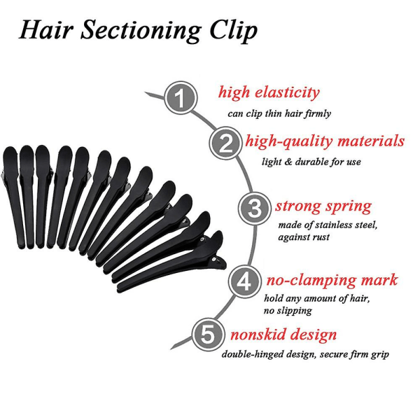 Frosted Frisør Positioning Clip, 12 stk, Sort