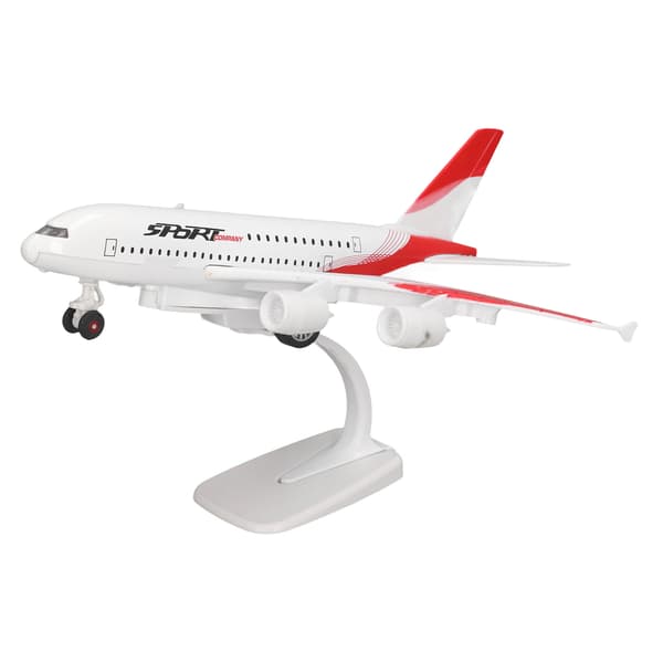 Rød Passagerfly Model Legetøjsfly med 5 Lys Display Stand