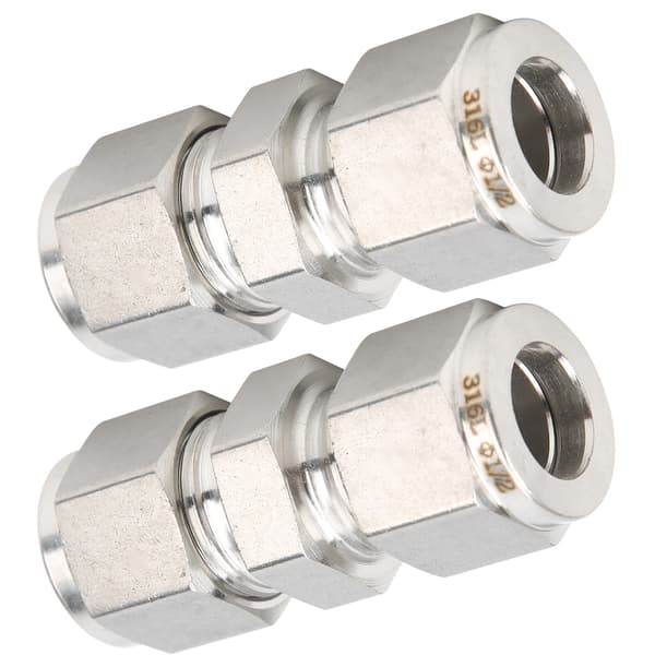 316 rustfrit stål dobbelt ferrule rørkompressionsfitting lige adapter til 1/2 tomme rør