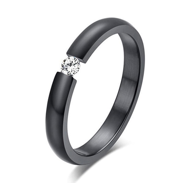 Ring Polering Rhinestone Inlagd Titan Stål Titan Bröllopsring För Fest Black 9