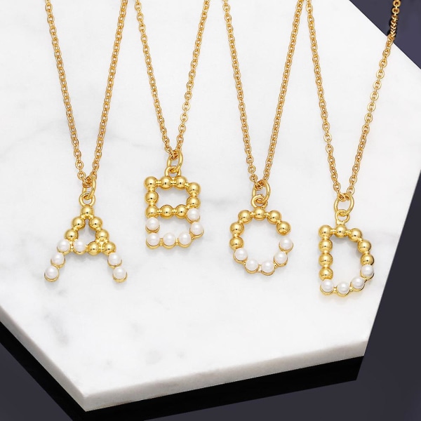 Halskæde Vintage Zircon Pearl Letter Modesmykker Ac10089 Y