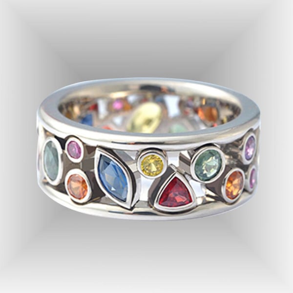 Geometriska mönster ihåliga strass Kvinnor Finger Ring Party Bankett Smycken Present US 9