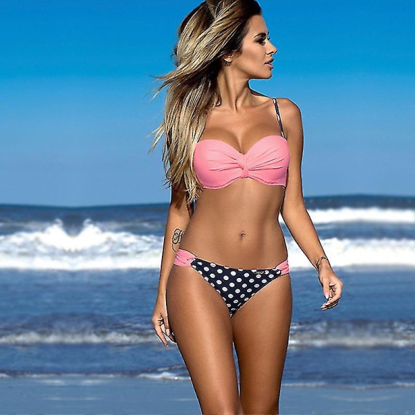 kvinder Sexet Bikini Sæt Push Up BH Badetøj Badedragt Badedragt Strandtøj Svømmekostume Pink Dot M