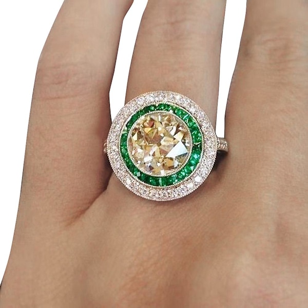 Muoti Naisten Iso Pyöreä Monivärinen Cubic Zirkonia Kihlasormus Korut US 7