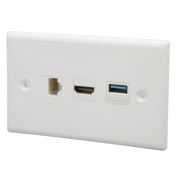 HDMI Väggplatta 3 Portar CAT6 USB 3.0 Lödningsfri