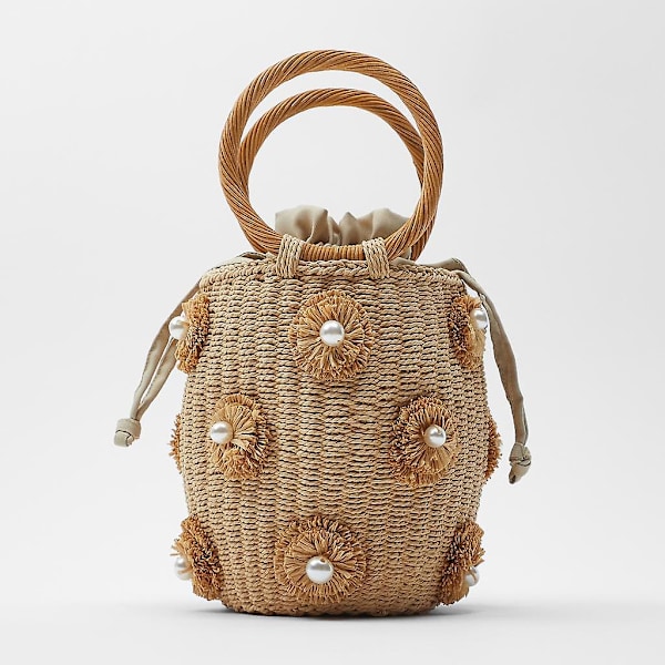 Kvinder Weave Skuldertaske Stråtaske Sommer Strandpung Til Rejse Hverdagsbrug A916-213 Brown