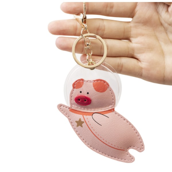 Kreativ personlighet hänge nyckelring ånga nyckelring söt tecknad väska hängande liten present (gris),