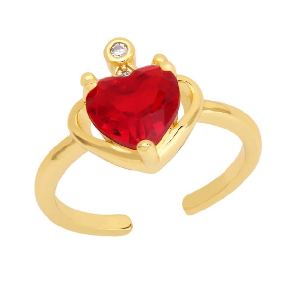 Ring Vintage Zircon Heart Stud Fashion smykker Ac9402 Red