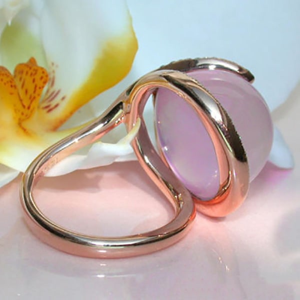 Kvinnor Faux Moonstone Rhinestone Inlagd Finger Ring Bröllopsfest Smycken Present US 7