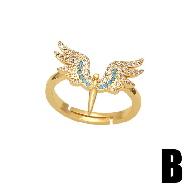 Ring Vintage Zircon Angel Wings Modesmycken Ac9136 B