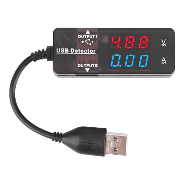 Dobbelt Display USB Spændings- og Strømmåler - YB26VA