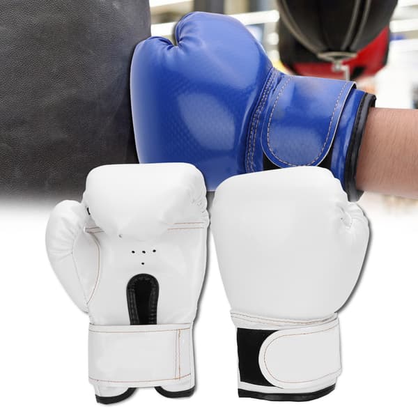 Boxningshandskar i PU-läder för barn, sparring, boxningssäck, träningshandskar, vit