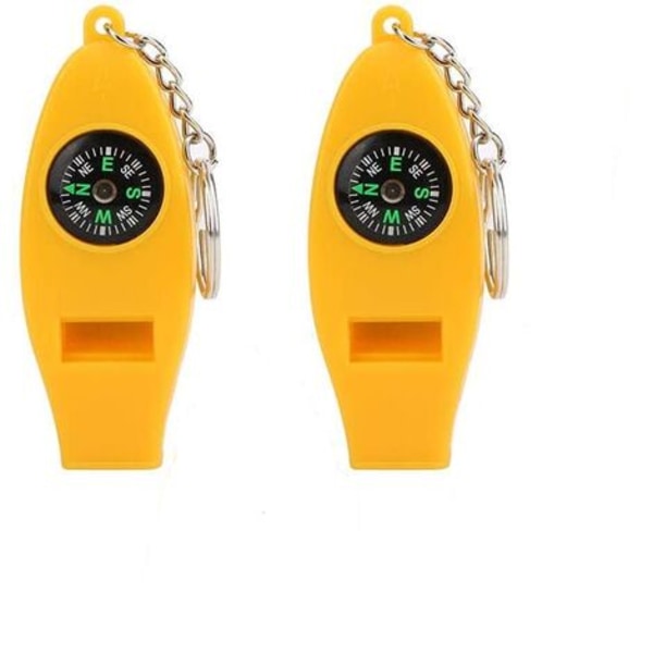 4 i 1 Multifunktions Survival Whistle Compass Magnifier Whistle Emergency Survival Tool för campingvandring Jakt 2st