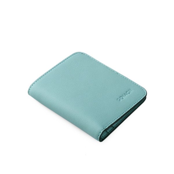 Naisten kompakti bifold ylellinen aitoa nahkaa sisältävä taskulompakko light blue