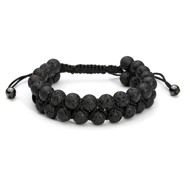 Naturlig Tiger Eye dobbelt række armbånd Lava stone double row