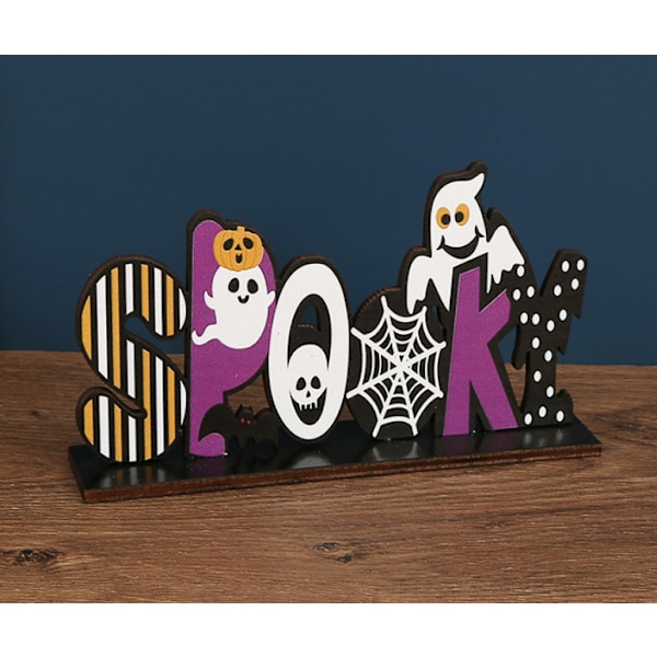 3-osainen set halloween puisia koristeita, joissa pohjakirjaimet kurpitsa pöytätarvikkeet koristeet,