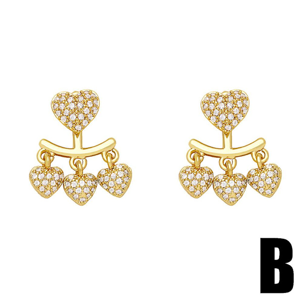 Øreringe Vintage Zircon Heart Stud Fashion smykker Ac10584 B