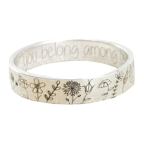 Finger Ring Blommor Mönster Utsökt Legering Lovers Bokstäver Maskros Ring För Dating US 9
