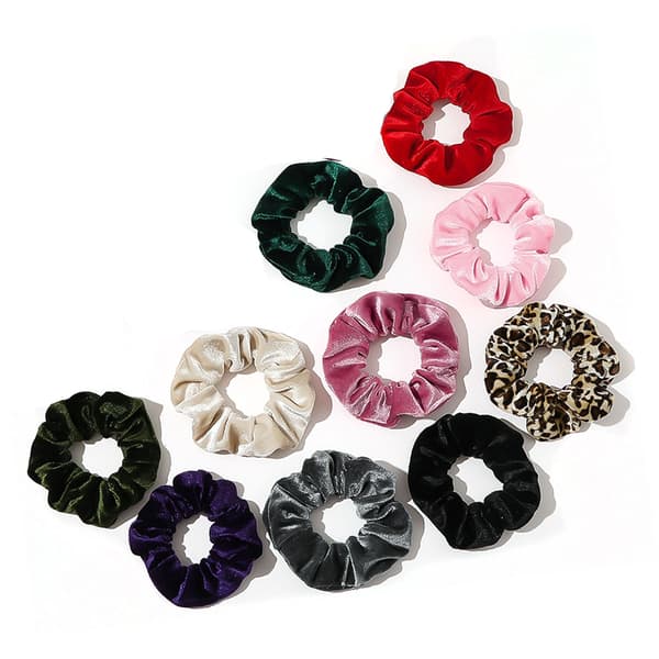 10-pack Sammet Hår Scrunchies Godisfärg Elastiska Hårband för Kvinnor Flickor