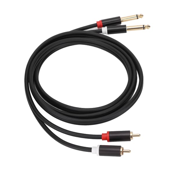 Kvart Tomme Dobbel RCA til Dobbel TS Kabel 1,5 Meter 6,35mm 2 RCA til 2 TS Stereo Patch Kabel