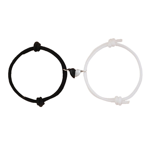 Magnetiske Par Armbånd Justerbar Hjerteform Urrem Matchende Sort Hvid