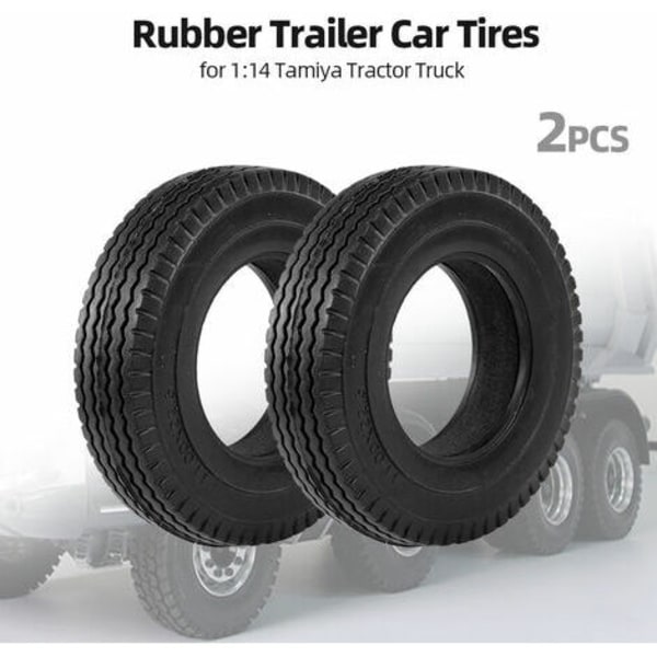2st Trailer Car Gummi Däck För 1:14 Tamiya Tractor Truck Rc Trailer Climbing