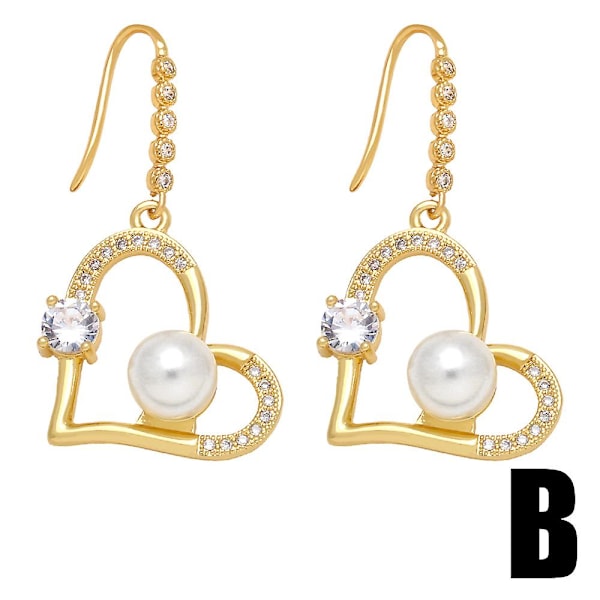 Øreringe Vintage Zircon Heart Stud Fashion smykker Ac9039 B