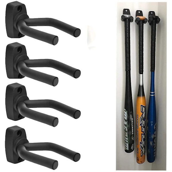 Piao 4 Pack seinäkiinnitys pystysuora baseballmaila pidike, musta